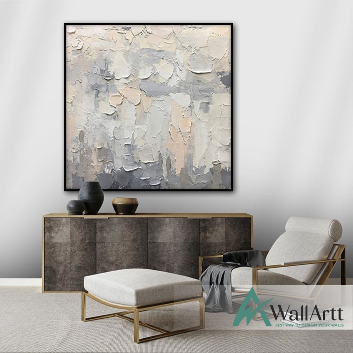 Powder n Grey II Abstract 3d Heavy Textured Partial Oil Painting